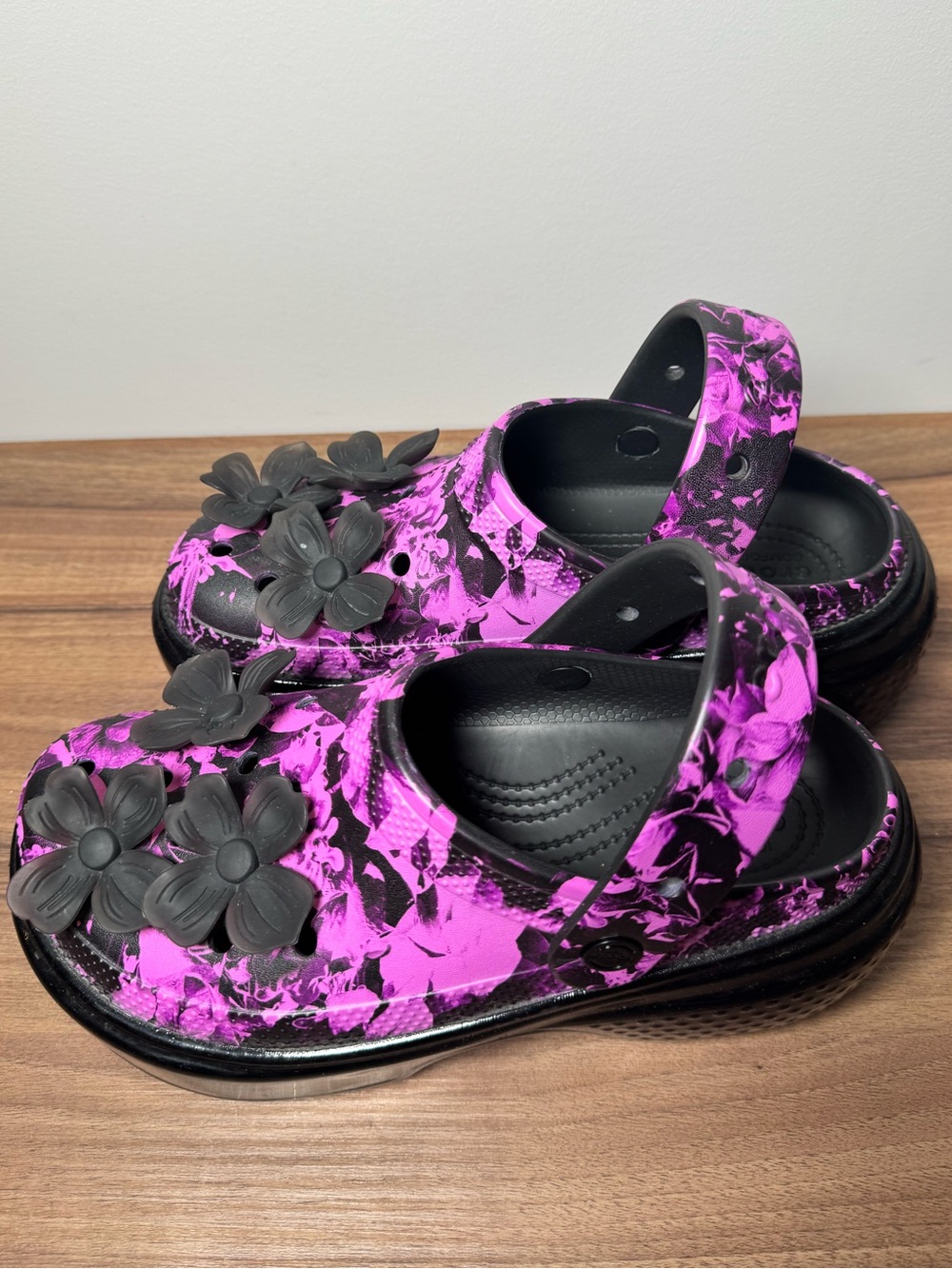 CROCS Black Clog with Purple Accent